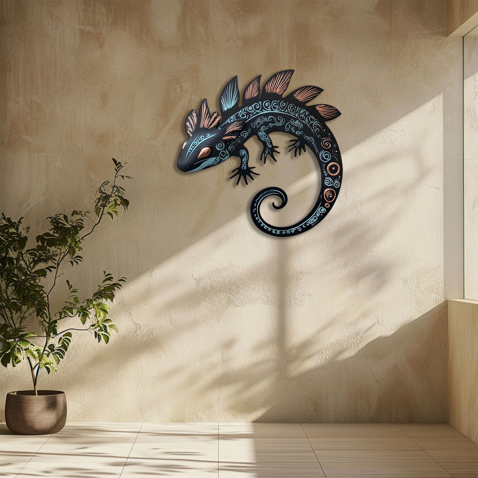 Decorative Gecko Metal Wall Art – 2D UV Printed Aluminum Reptile Decor