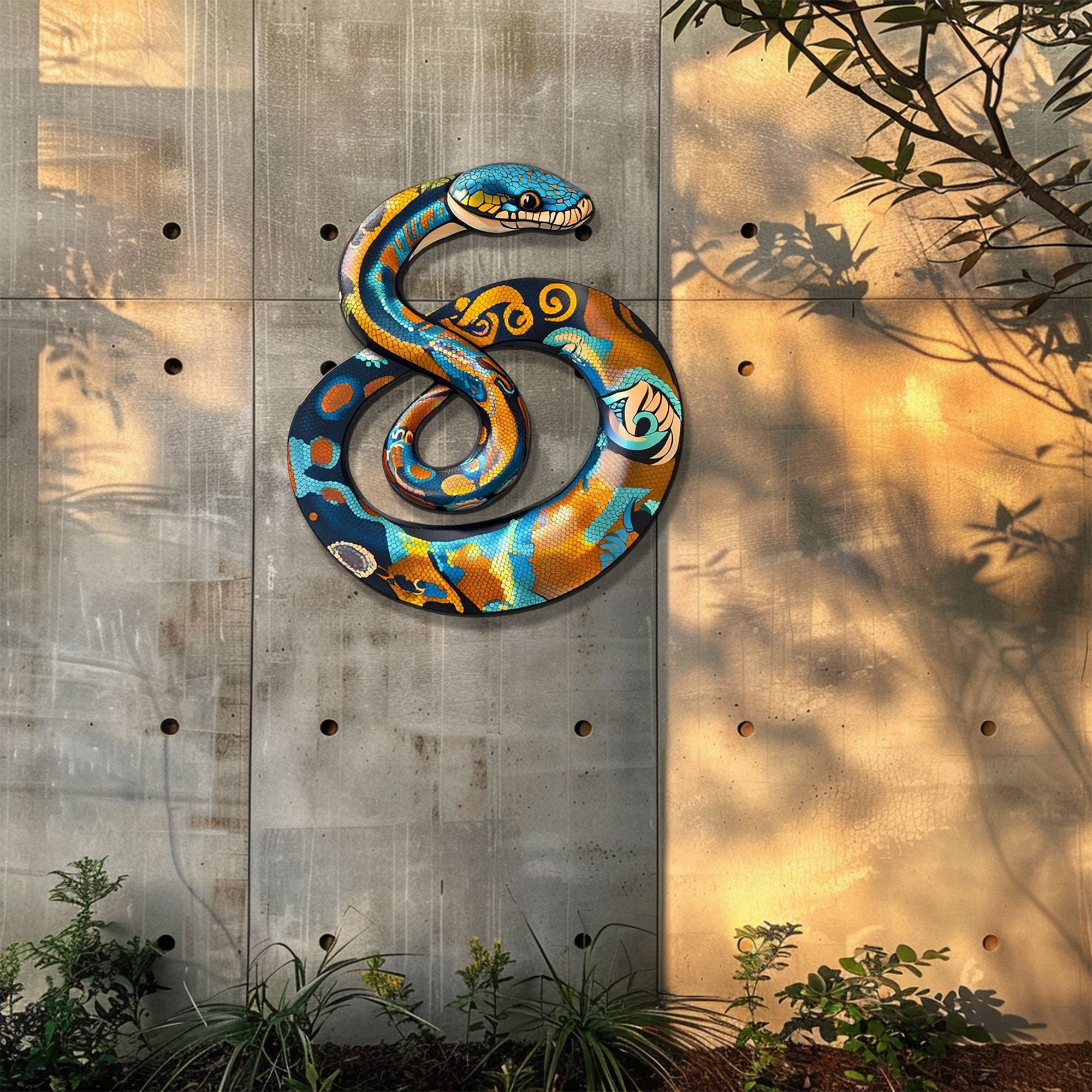 Colorful Snake Metal Wall Art – 2D UV Printed Aluminum Reptile Decor