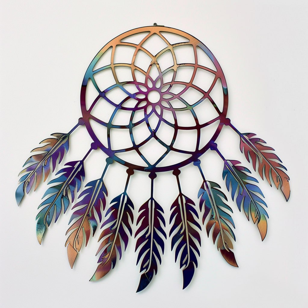 Colorful Dreamcatcher Metal Wall Art – 2D UV Printed Aluminum Boho Decor, Ver 1