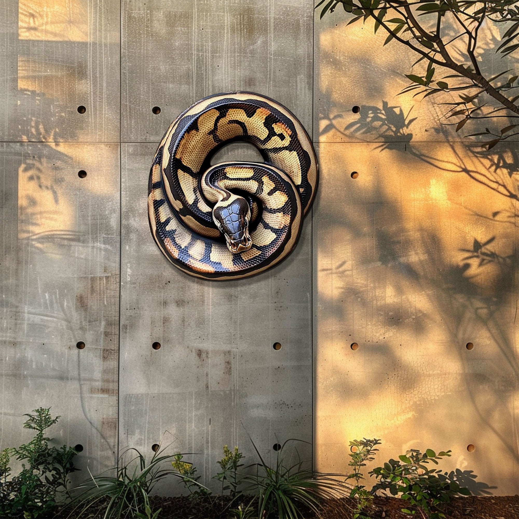 Ball Python Metal Wall Art – 2D UV Printed Aluminum Reptile Decor