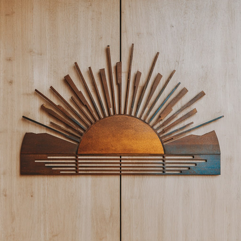 Sunset Metal Wall Art – 2D UV Printed Aluminum Patio Decor