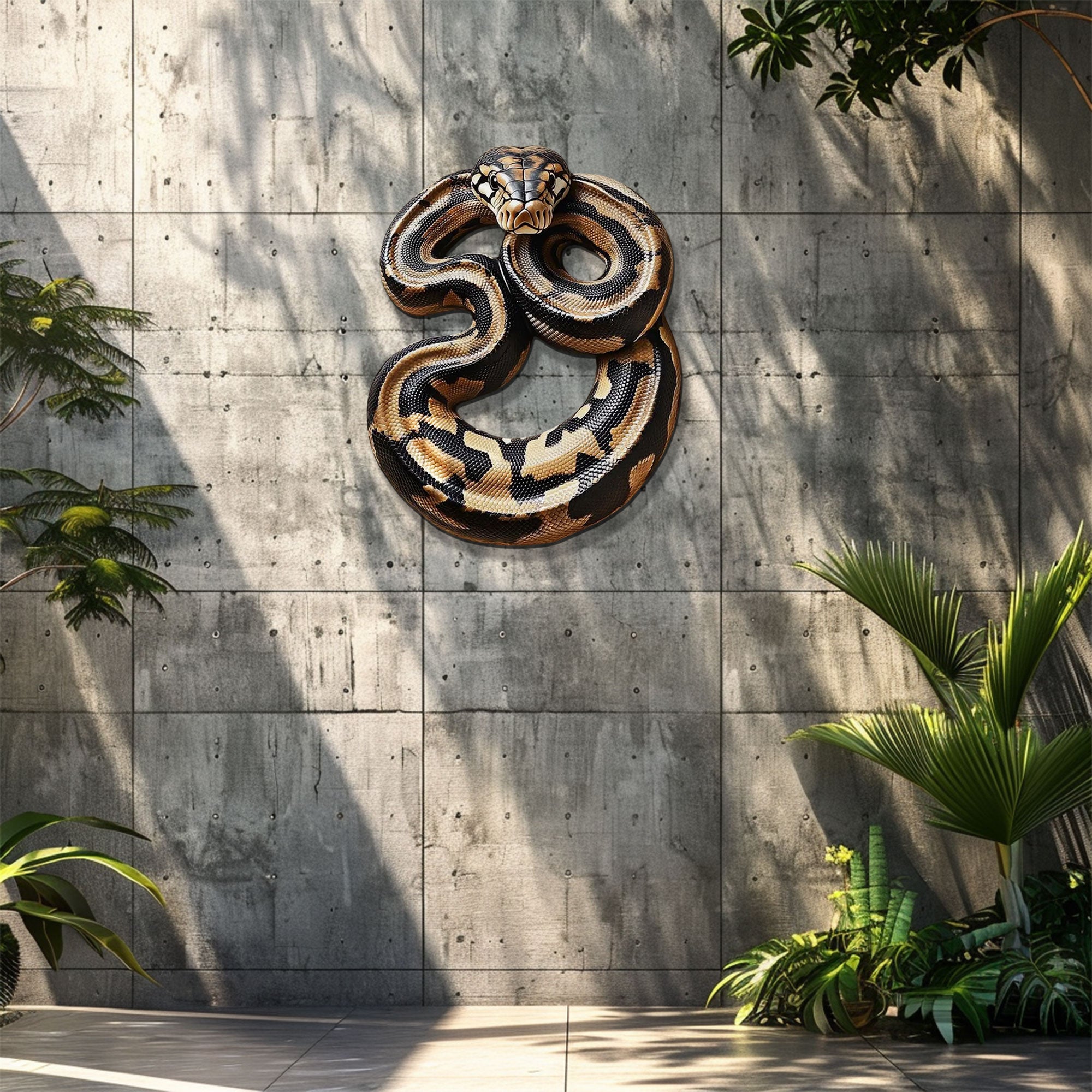 Realistic Python Snake Metal Wall Art – 2D UV Printed Aluminum Reptile Decor