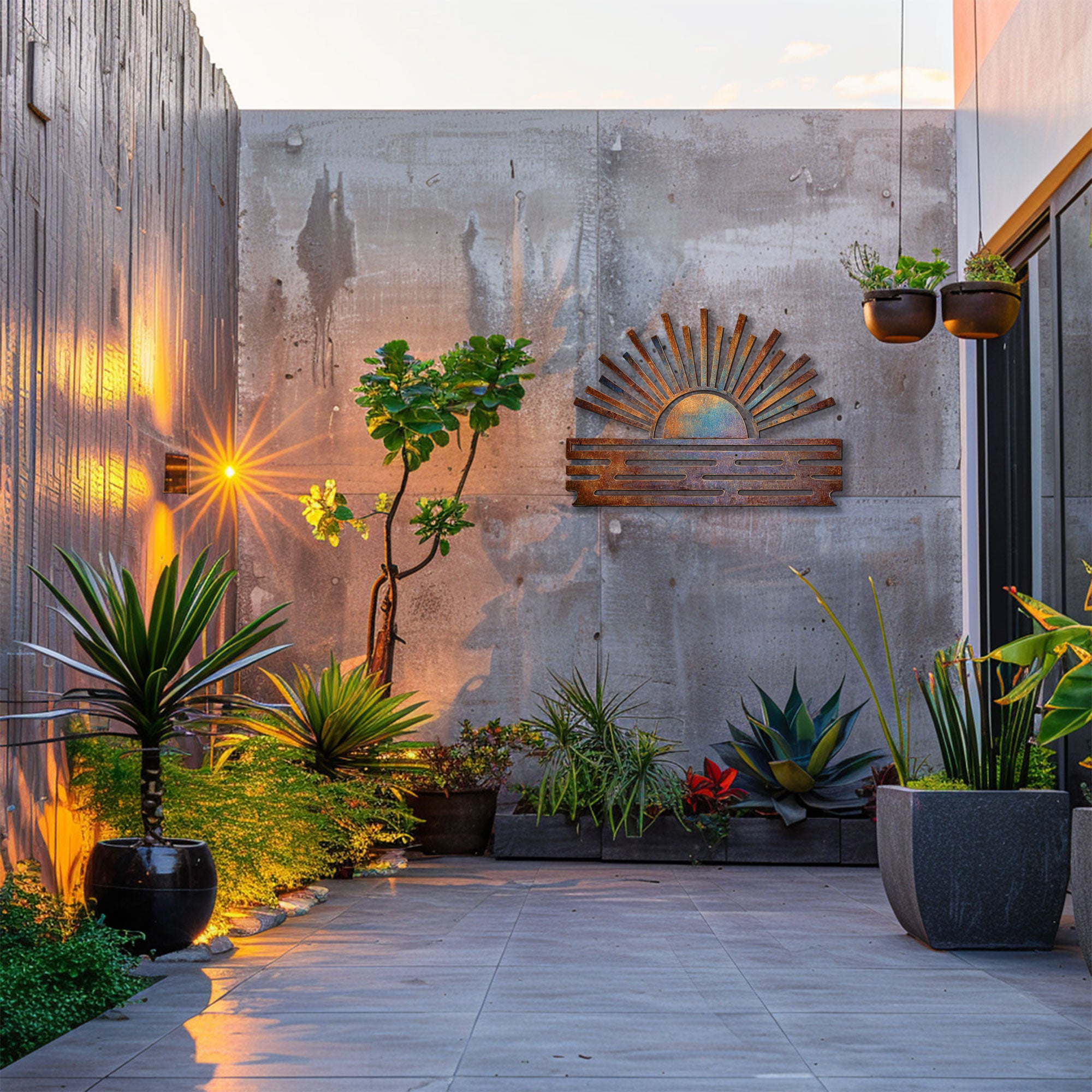 Sunset Horizon Metal Wall Art – 2D UV Printed Aluminum Patio Decor