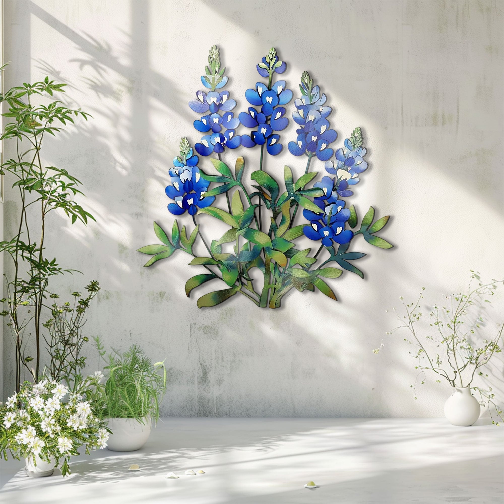 Bluebonnet Wildflower Metal Wall Art – Texas State Flower 2D UV Printed Aluminum Decor