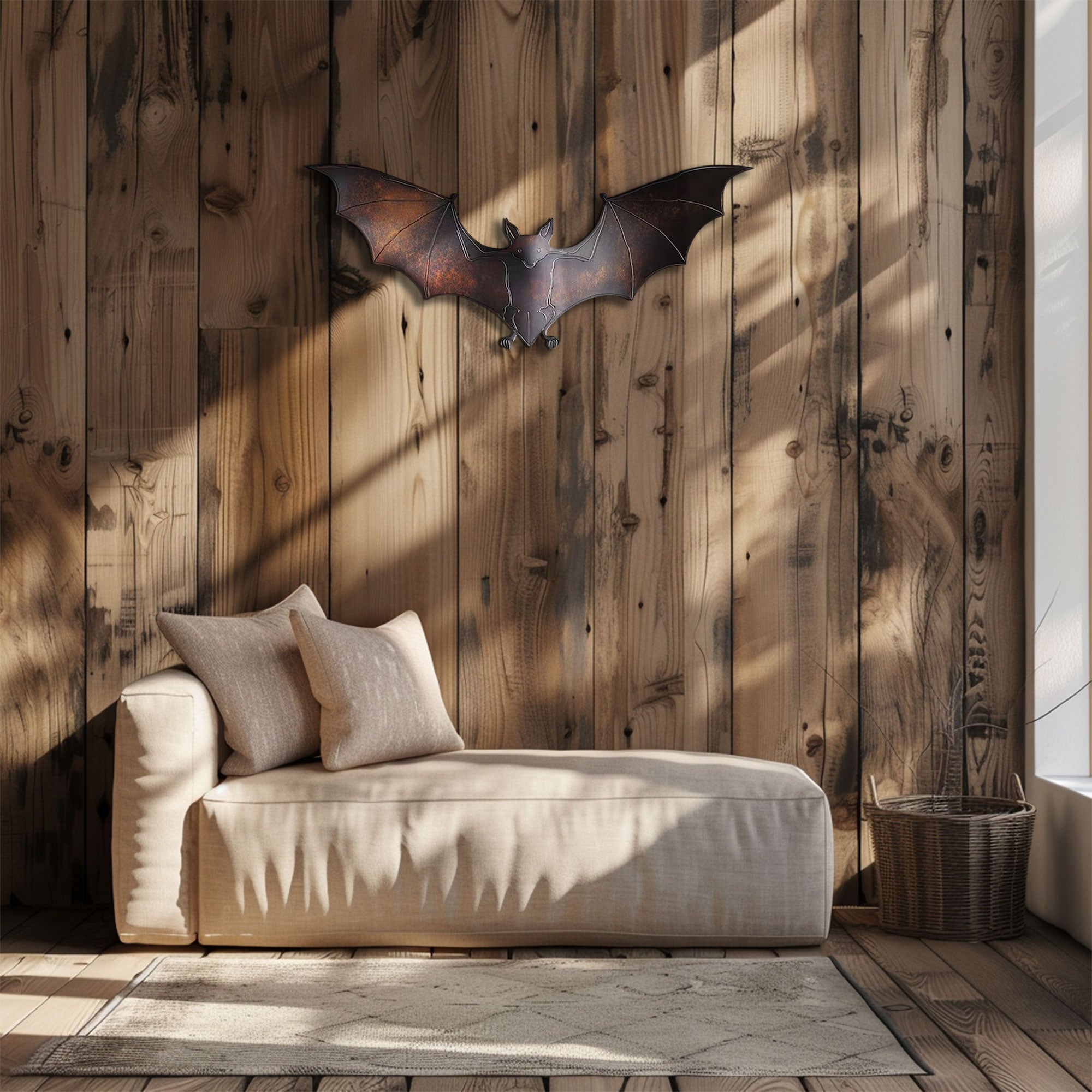Gothic Bat Metal Wall Art – 2D UV Printed Aluminum Halloween Decor