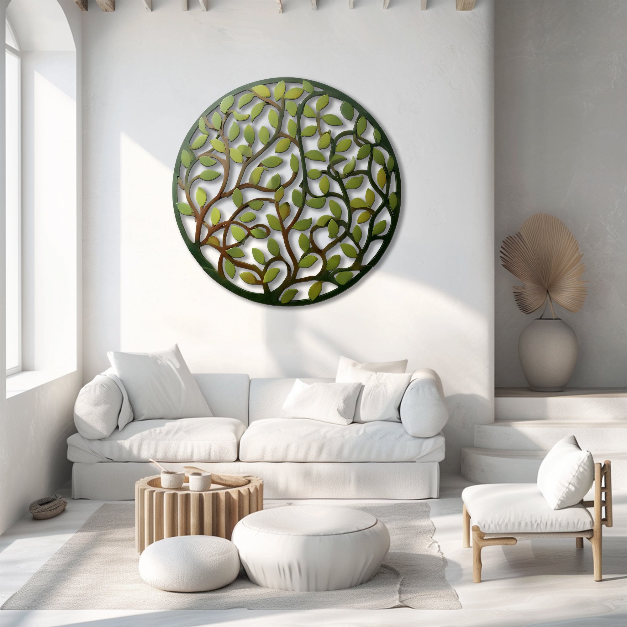 Oval Leaf Tree Metal Wall Art – 2D UV Printed Aluminum Botanical Nature Decor