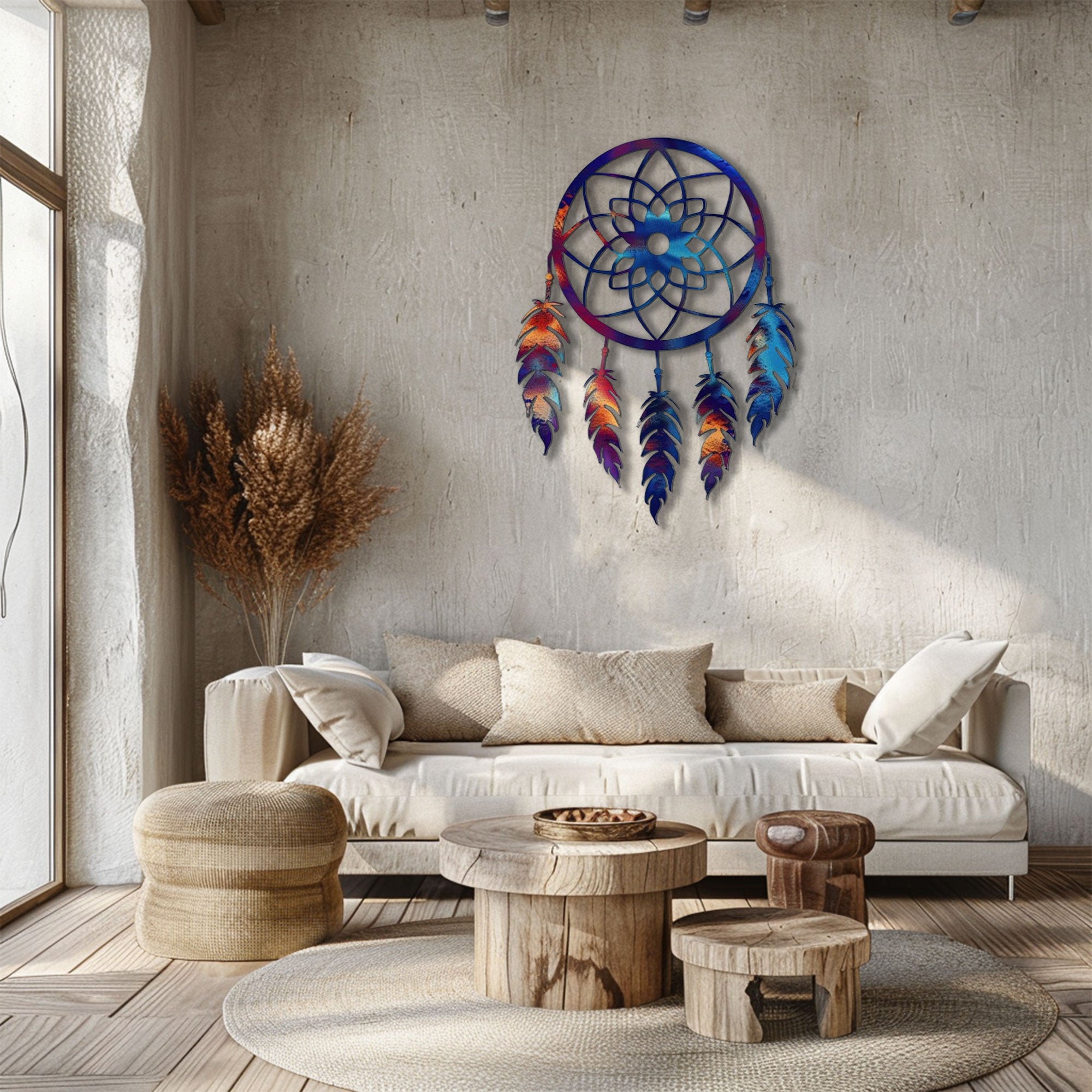 Colorful Dreamcatcher Metal Wall Art – 2D UV Printed Aluminum Boho Decor