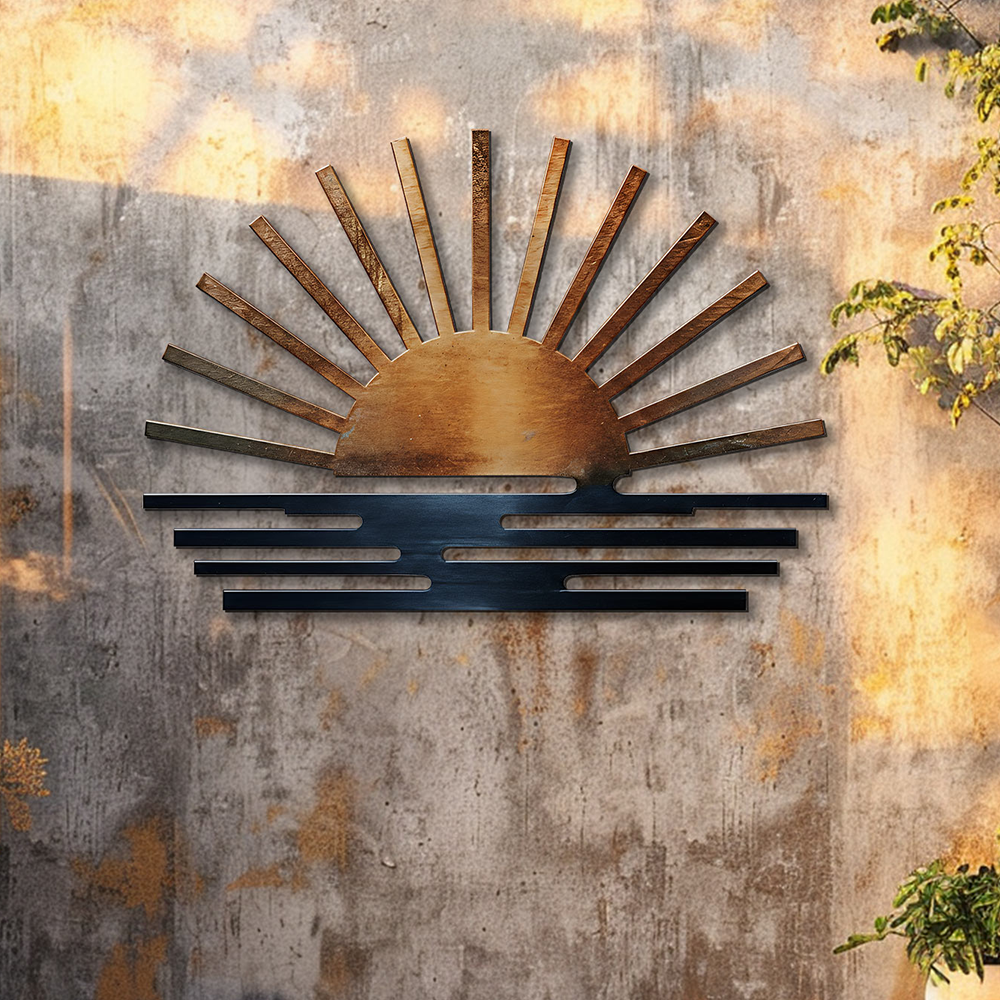 Rustic Sunset Metal Wall Art – 2D UV Printed Aluminum Patio Decor