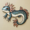 Teal Pink Axolotl Metal Wall Art – 2D UV Printed Aluminum Amphibian Decor