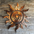 Copper Spiral Sun Metal Wall Art – 2D UV Printed Aluminum Boho Decor