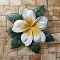 White Plumeria Flower Metal Wall Art – 2D UV Printed Aluminum Tropical Decor, Ver 1