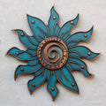 Turquoise Sun Mandala Metal Wall Art – 2D UV Printed Aluminum Boho Decor