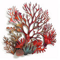Vibrant Crimson Coral Reef Metal Wall Art – 2D UV Printed Aluminum Coastal Marine Decor