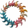 Sunset Gradient Starfish Wreath Metal Wall Art – 2D UV Printed Aluminum Coastal Symmetrical Decor