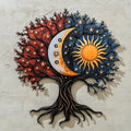 Celestial Tree of Life Metal Wall Art – 2D UV Printed Aluminum Sun Moon Stars Decor