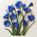 Sapphire Blue Daisy Meadow Metal Wall Art – 2D UV Printed Aluminum Vibrant Floral Decor