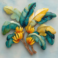 Tropical Banana Bunch Metal Wall Art – 2D UV Printed Aluminum Botanical Fruit Decor