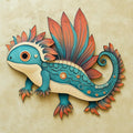 Turquoise Fantasy Axolotl Metal Wall Art – 2D UV Printed Aluminum Amphibian Decor