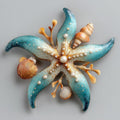 Turquoise Starfish Seashell Metal Wall Art – 2D UV Printed Aluminum Coastal Decor