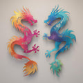 Rainbow Dragon Set Metal Wall Art – 2D UV Printed Aluminum Fantasy Decor