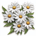 White Daisy Flower Cluster Metal Wall Art – 2D UV Printed Aluminum Floral Garden Decor