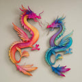 Rainbow Dragon Pair Metal Wall Art – 2D UV Printed Aluminum Fantasy Decor