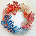 Red Blue Coral Wreath Metal Wall Art – 2D UV Printed Aluminum Coastal Decor