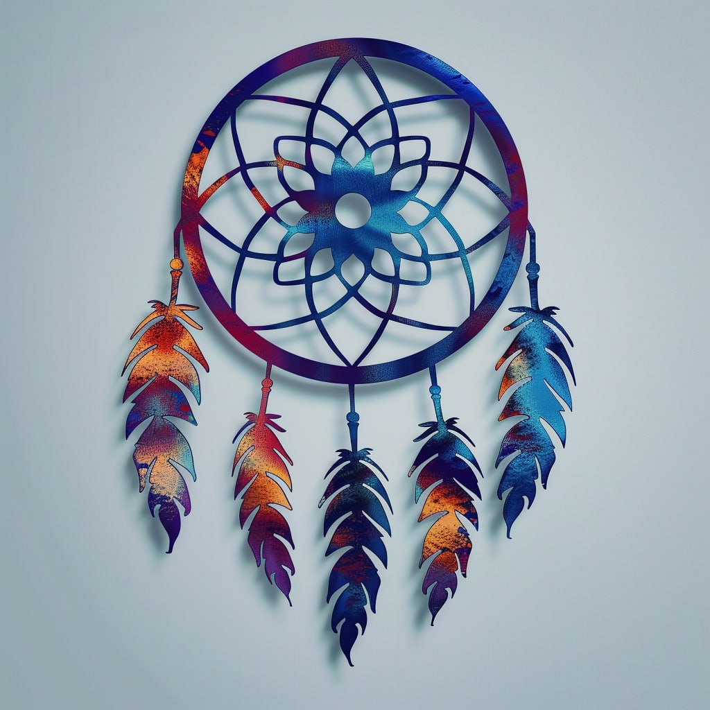 Colorful Dreamcatcher Metal Wall Art – 2D UV Printed Aluminum Boho Decor