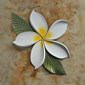 White Plumeria Flower Metal Wall Art – 2D UV Printed Aluminum Tropical Decor