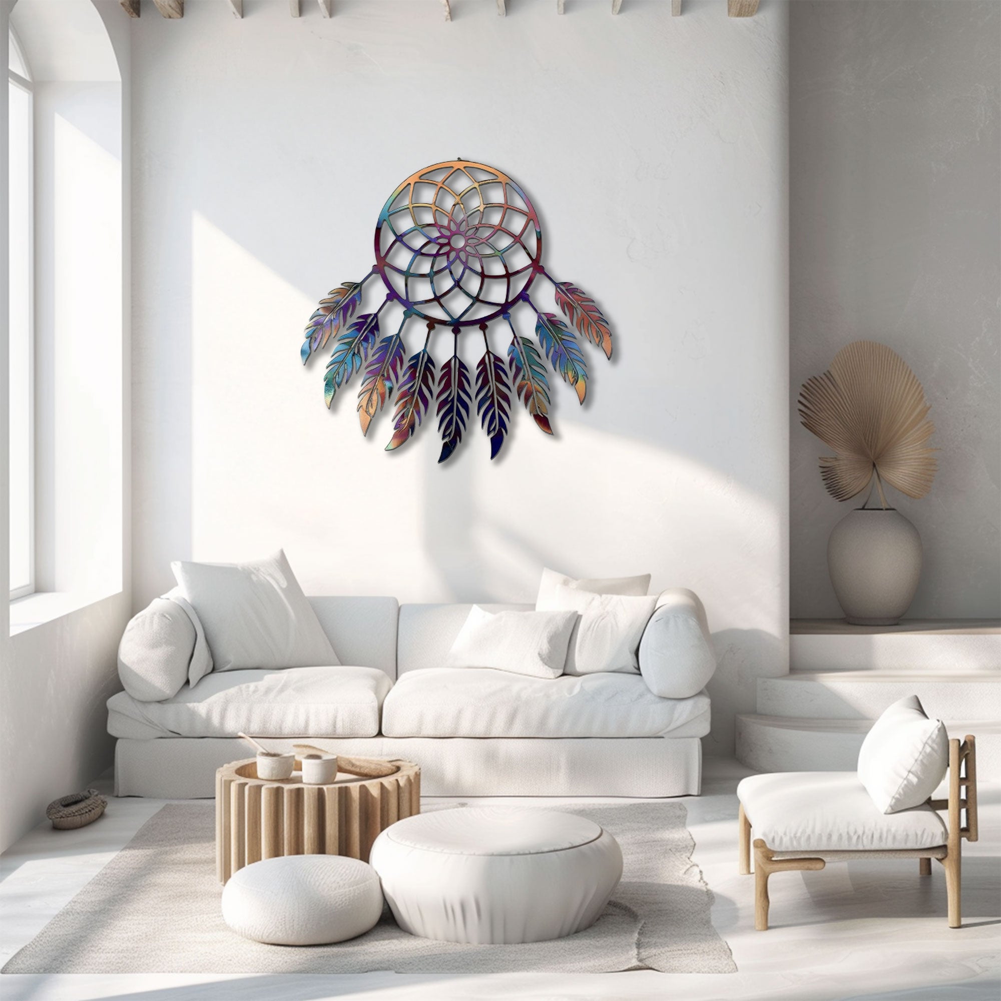 Colorful Dreamcatcher Metal Wall Art – 2D UV Printed Aluminum Boho Decor, Ver 1