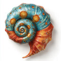 Colorful Spiral Seashell Metal Wall Art – 2D UV Printed Aluminum Coastal Ocean Decor