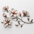 Soft Pink Magnolia Branch Metal Wall Art – 2D UV Printed Aluminum Floral Botanical Decor