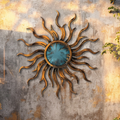 Turquoise Sunburst Metal Wall Art – 2D UV Printed Aluminum Decor