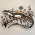Blue Tongue Skink Floral Metal Wall Art – 2D UV Printed Aluminum Reptile Decor