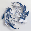 Blue Koi Fish Metal Wall Art – 2D UV Printed Aluminum Japanese Decor