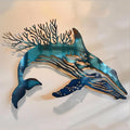 Blue Coral Whale Metal Wall Art – 2D UV Printed Aluminum Coastal Decor