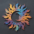Rainbow Sun Moon Metal Wall Art – 2D UV Printed Aluminum Boho Decor