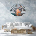 Rustic Sunburst Horizon Metal Wall Art – 2D UV Printed Aluminum Patio Decor