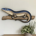 Blue Skink on Branch Metal Wall Art – 2D UV Printed Aluminum Reptile Decor