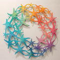 Rainbow Starfish Wreath Metal Wall Art – 2D UV Printed Aluminum Colorful Coastal Decor