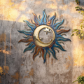 Sun Moon Metal Wall Art – UV Printed Stainless Steel Celestial Decor, Ver 1