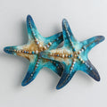 Double Blue Starfish Metal Wall Art – 2D UV Printed Aluminum Coastal Decor