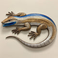 Golden Blue Tongue Lizard Metal Wall Art – 2D UV Printed Aluminum Reptile Decor