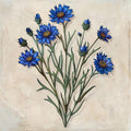 Sapphire Blooms Luxury Metal Wall Art – 2D UV Printed High-Gloss Botanical Decor