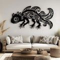 Black Gecko Metal Wall Art – 2D UV Printed Aluminum Boho Reptile Decor