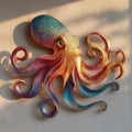 Warm Rainbow Octopus Metal Wall Art – 2D UV Printed Aluminum Coastal Decor