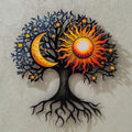Sun Moon Tree of Life Metal Wall Art – 2D UV Printed Aluminum Celestial Decor