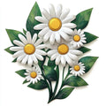 White Daisy Bouquet Metal Wall Art – 2D UV Printed Aluminum Floral Garden Decor