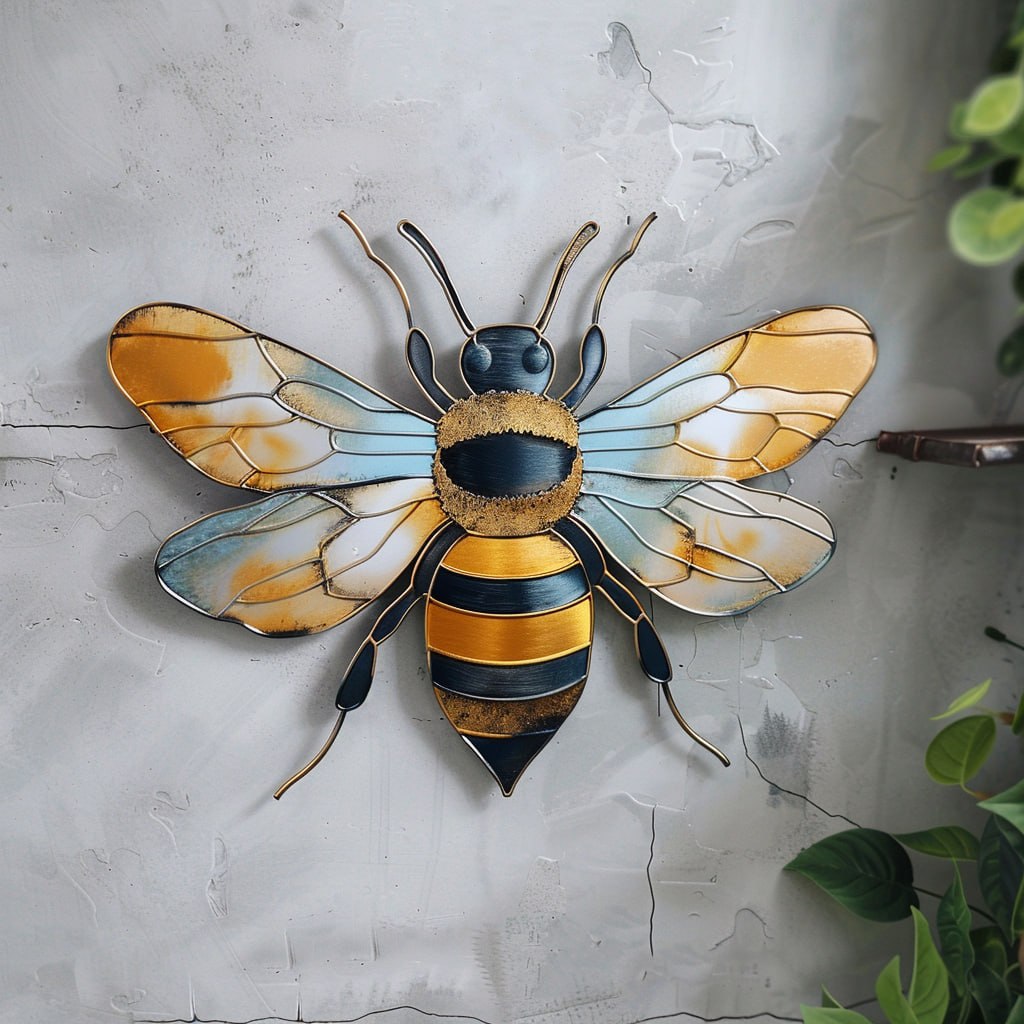 Bee Metal Wall Art – UV Printed Stainless Steel Honey Bee Decor