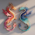 Pastel Dragon Pair Metal Wall Art – 2D UV Printed Aluminum Fantasy Decor